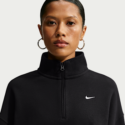 Nike Studio Fleece Medium Weight Women's Oversized 1/4-Zip Cropped